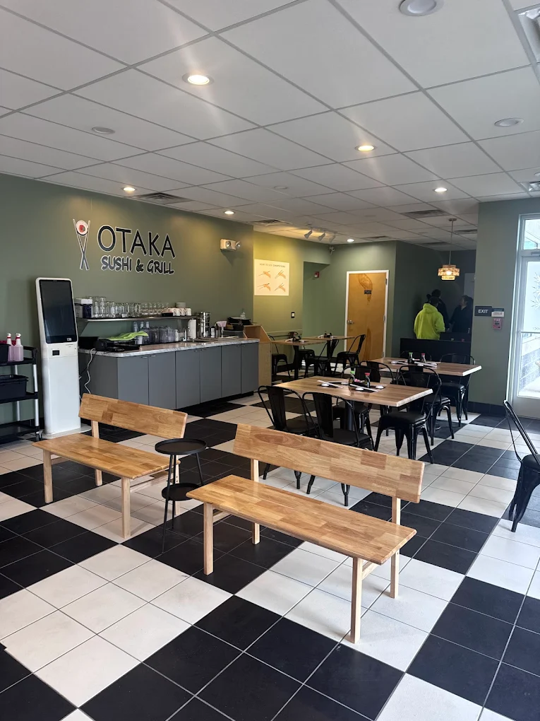 Modern interior dining space of the restaurant at Otaka Sushi & Grill, a Asian Fusion Restaurant in Manchester